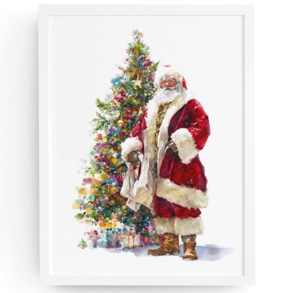 Creative Path Studios Other - Watercolor Santa Claus Portrait Wall Art Print Poster, Unframed – Joyful Holiday
